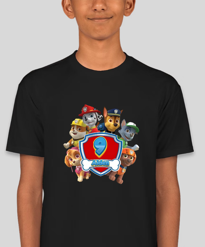Paw Patrol Youth Birthday Personalized Age & Name Graphic Tee