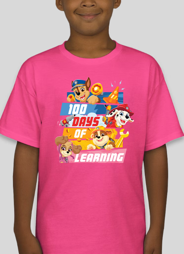 Paw Patrol 100 Days Of Learning Youth Graphic Tee Unisex Shirt