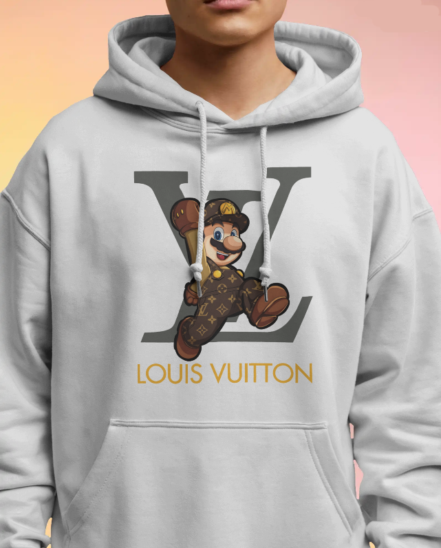 Mario Louis Vuitton Parody Graphic Hoodie Unisex Hooded Sweatshirt