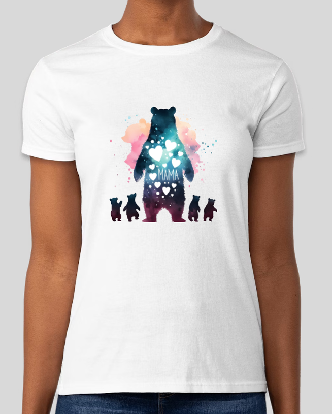Mama Bear Water Color Fitted Womens Graphic Tee