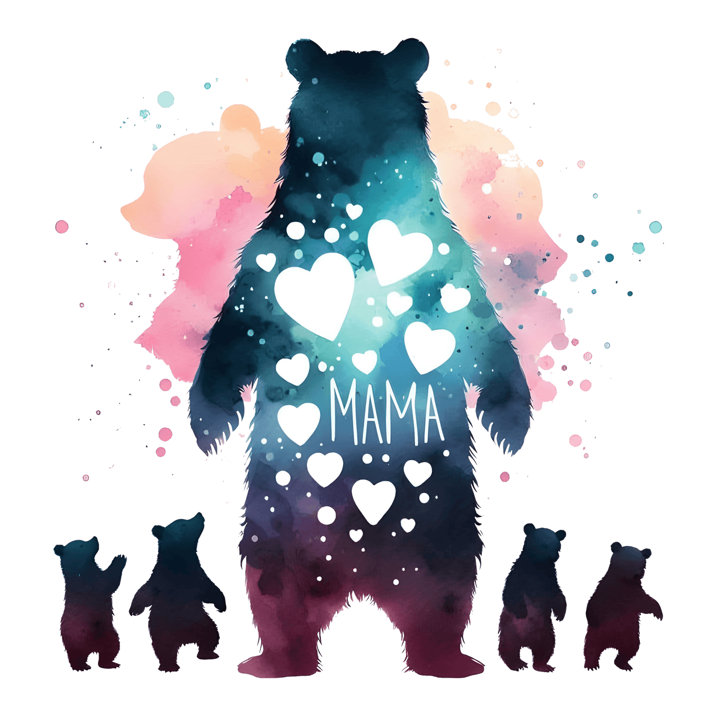 Mama Bear Water Color Fitted Womens Graphic Tee
