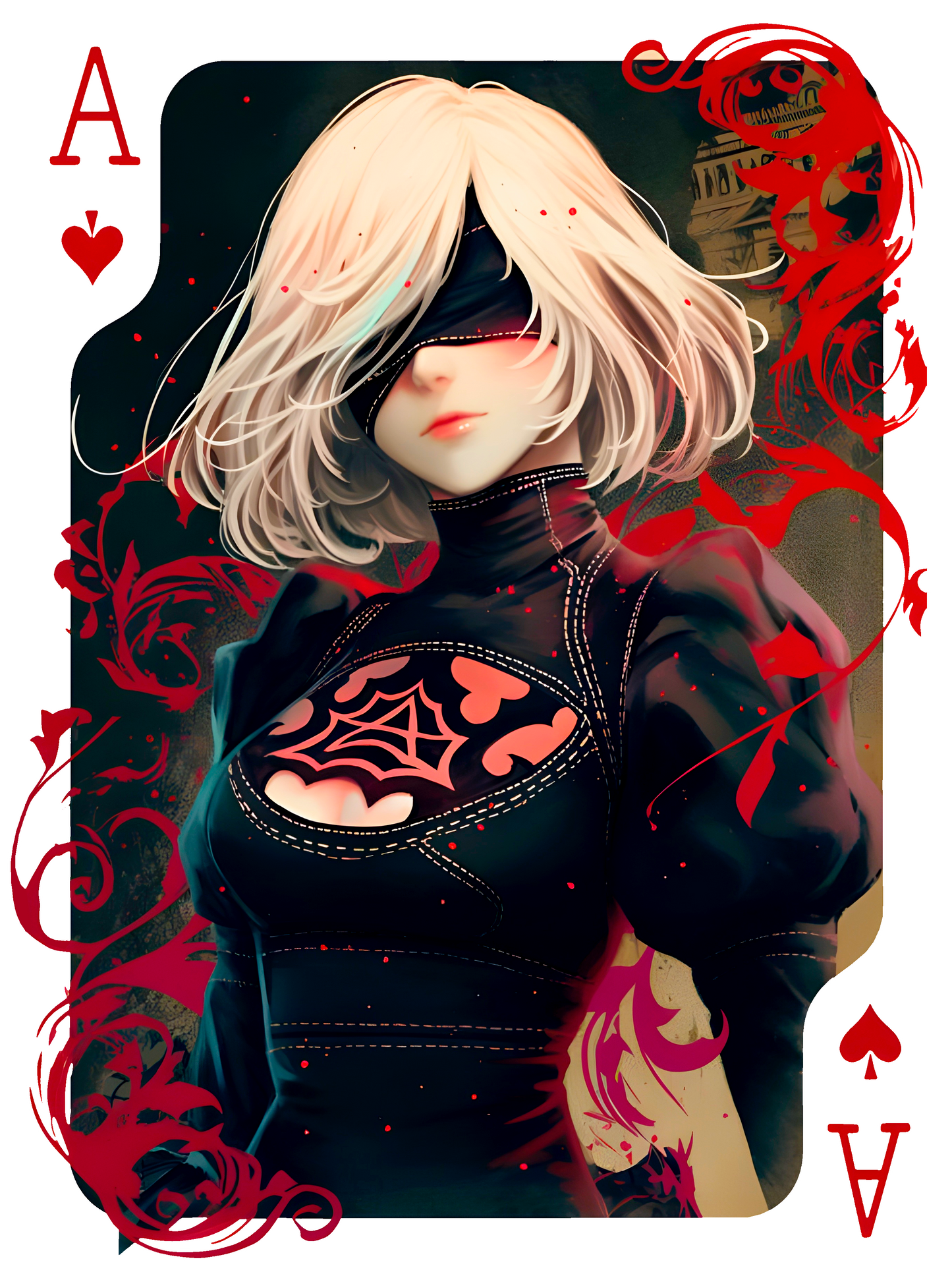 Ace of Hearts: 2B Nier Automata Playing Card Graphic Tee