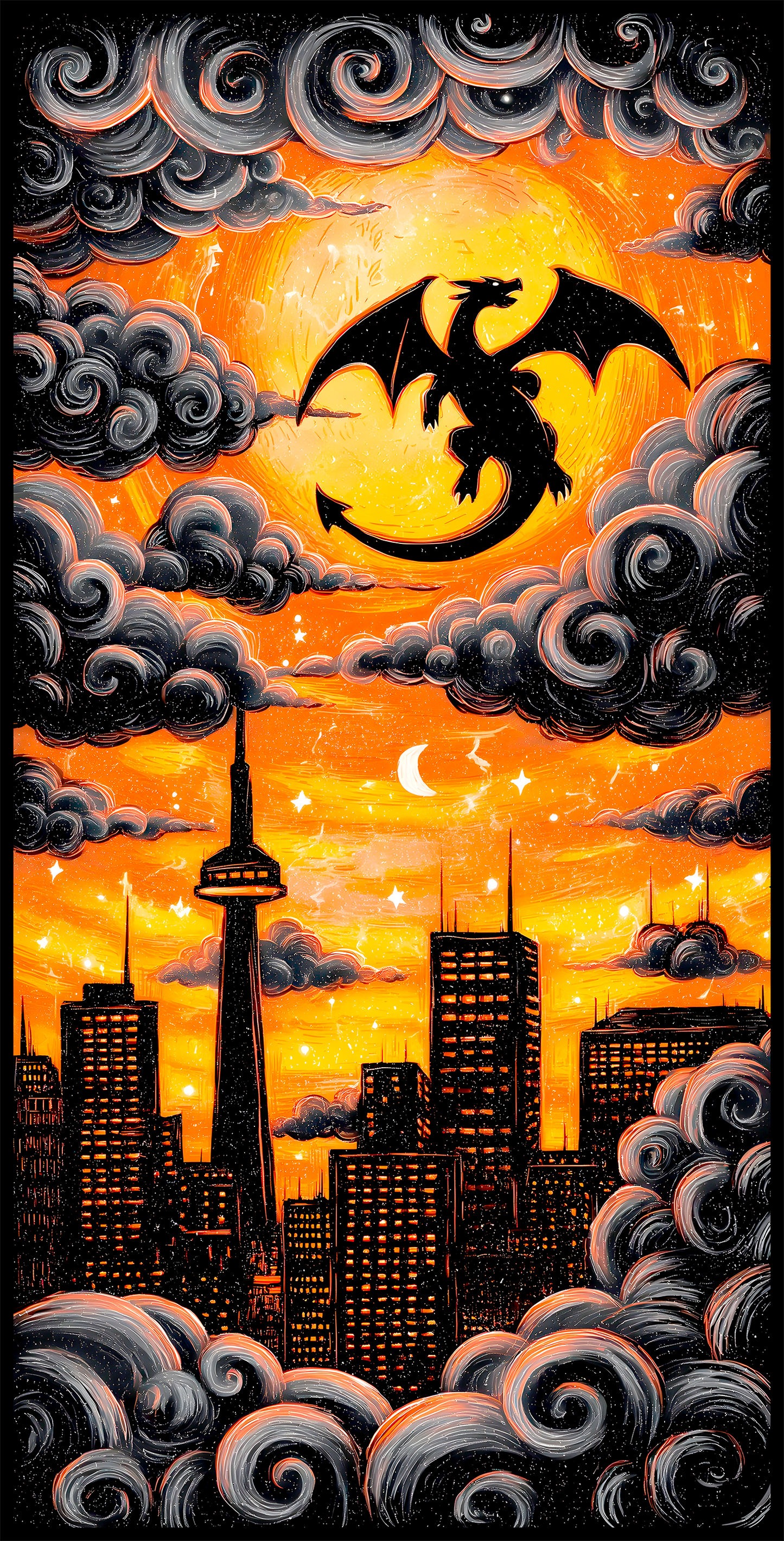 Charizards Flight: Urban Skyline Graphic Tee Unisex Pokemon