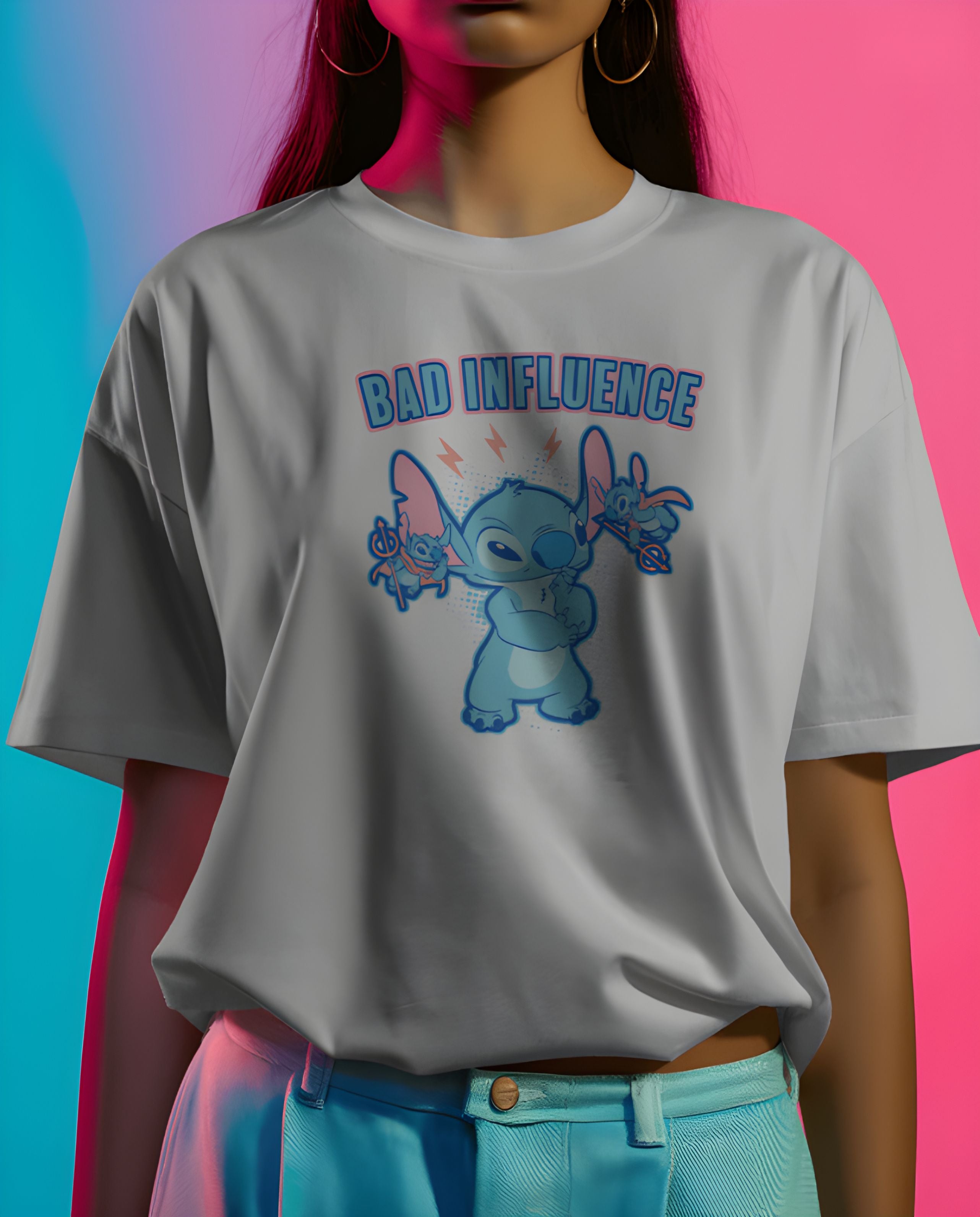 Stitch Bad Influence Graphic Tee Womens Shirt