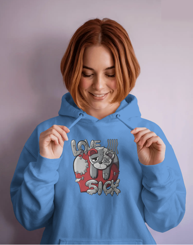 Love Sick Teddy Graphic Hoodie Womens Hoodie