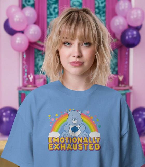 Grumpy Bear Emotionally Exhausted Graphic Tee Womens Shirt