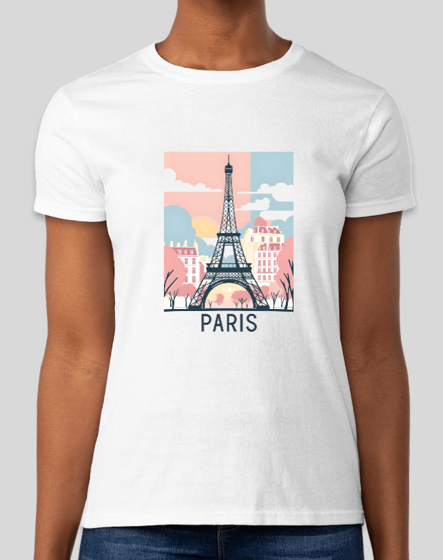 Paris Eiffel Tower Womens Fitted Graphic Tee