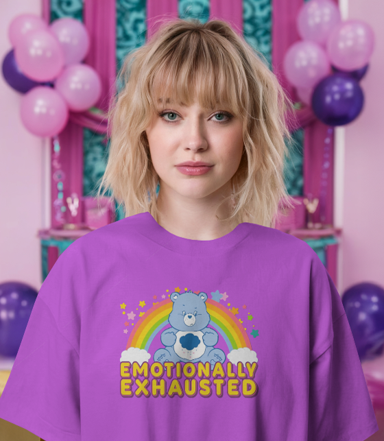 Grumpy Bear Emotionally Exhausted Graphic Tee Womens Shirt