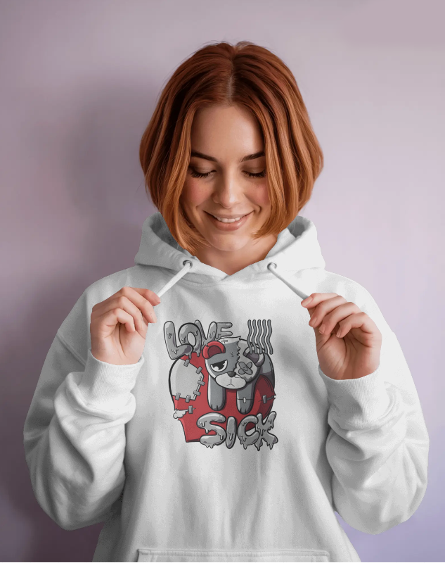 Love Sick Teddy Graphic Hoodie Womens Hoodie