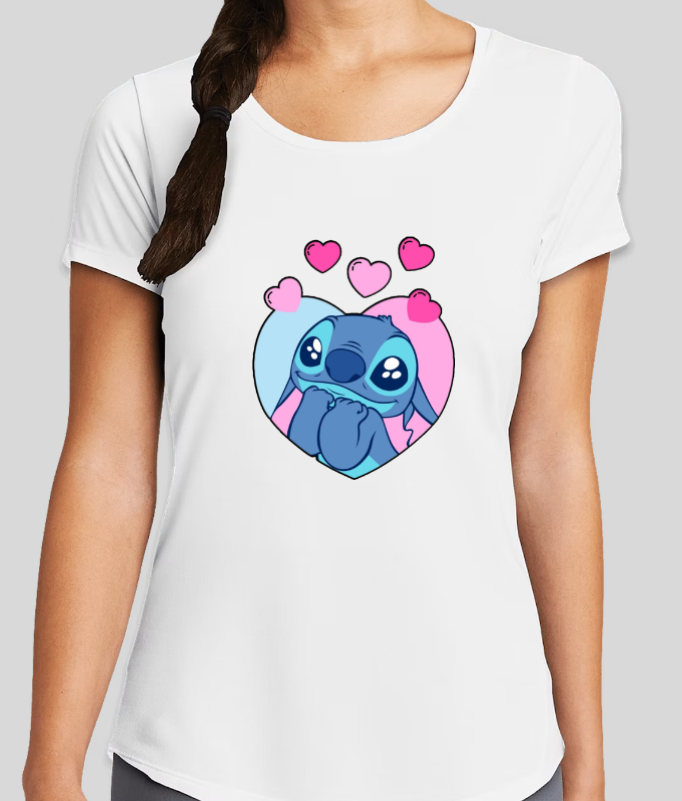 Stitch Is In Love! Womens Fitted Graphic Tee