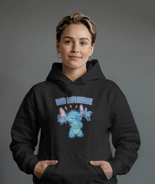 Stitch Bad Influence Graphic Hoodie Womens Hooded Sweatshirt