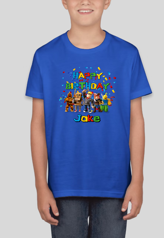 Roblox Youth Birthday Personalized Name Graphic Tee