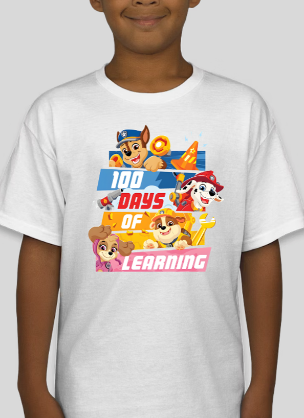 Paw Patrol 100 Days Of Learning Youth Graphic Tee Unisex Shirt