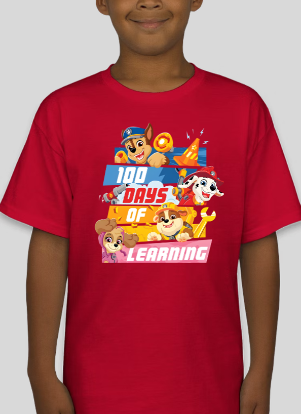 Paw Patrol 100 Days Of Learning Youth Graphic Tee Unisex Shirt