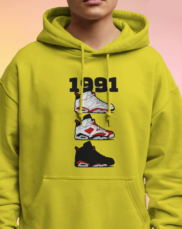 1991 Air Jordan 6's Graphic Hoodie Unisex Hooded Sweatshirt