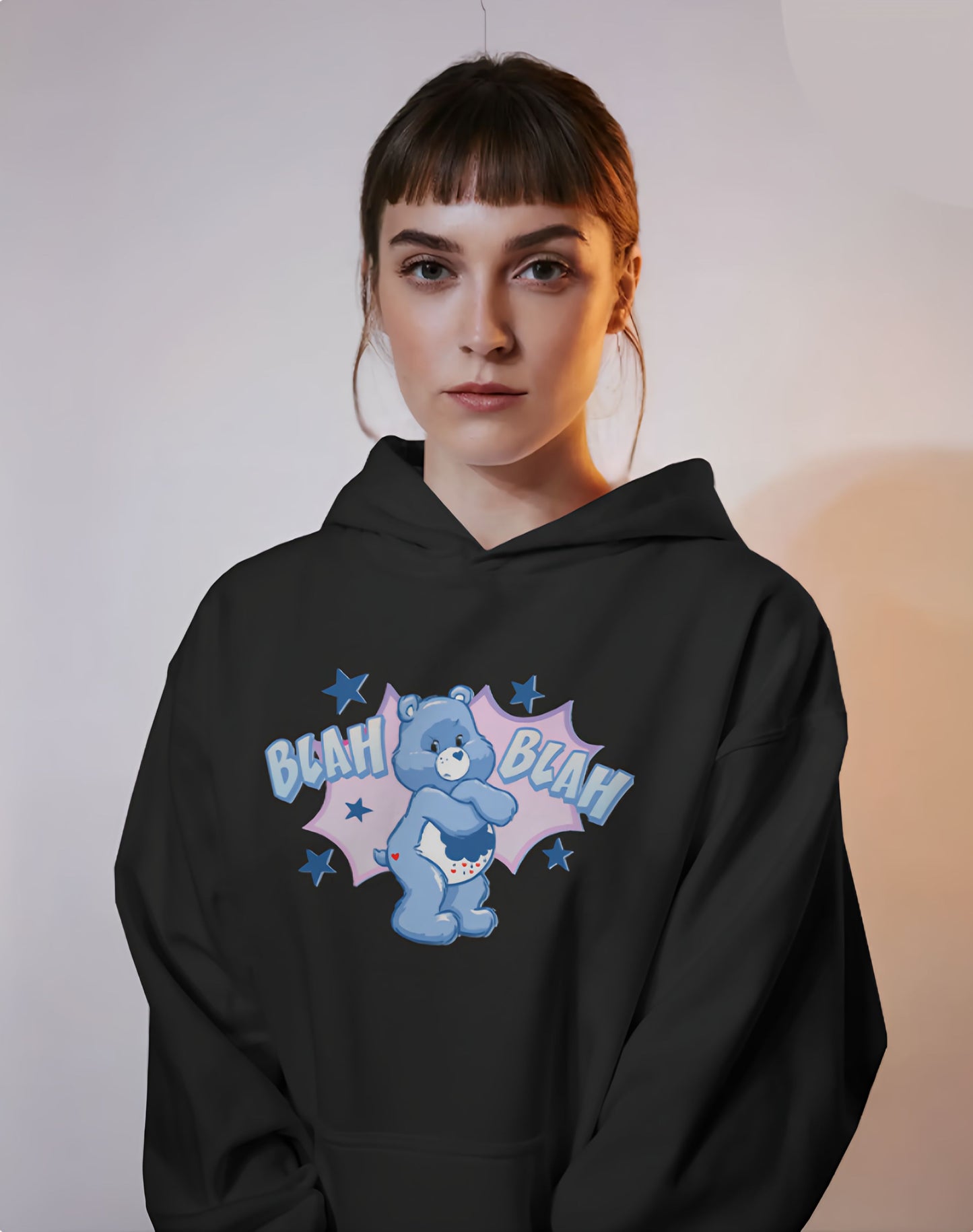 Grumpy Bear "Blah Blah" Graphic Hoodie Unisex Hooded Sweatshirt