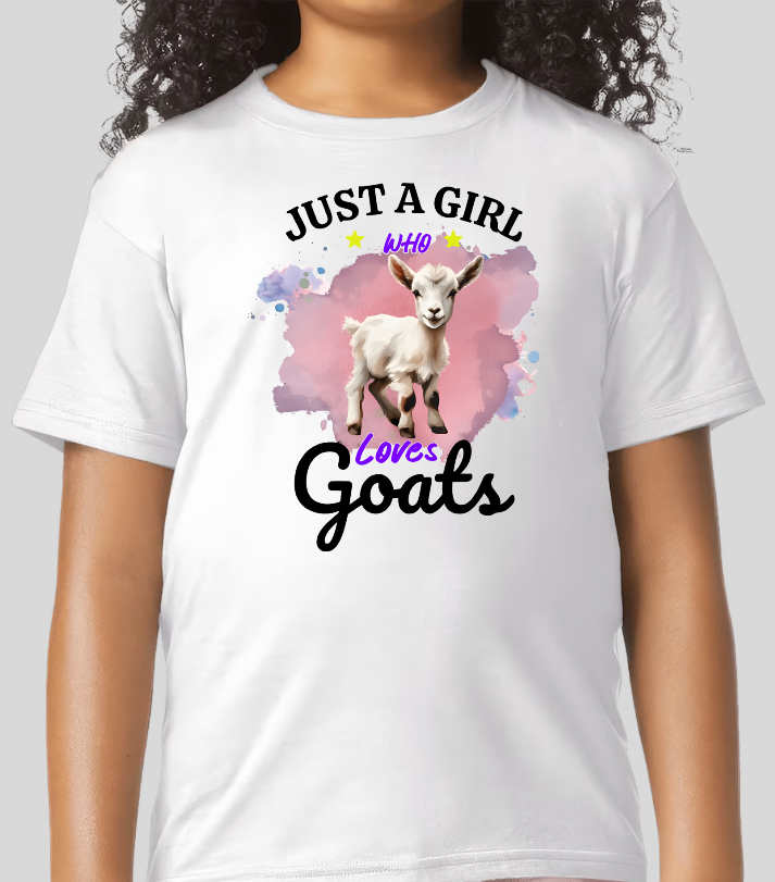 Just a Girl Who Loves Goats Youth Girls Graphic Tee