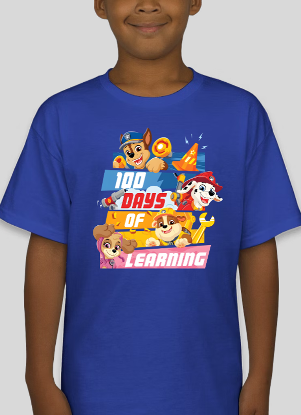 Paw Patrol 100 Days Of Learning Youth Graphic Tee Unisex Shirt
