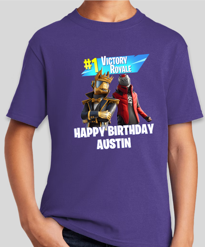 Fortnite Victory Royale Personalized Youth Birthday Tee
