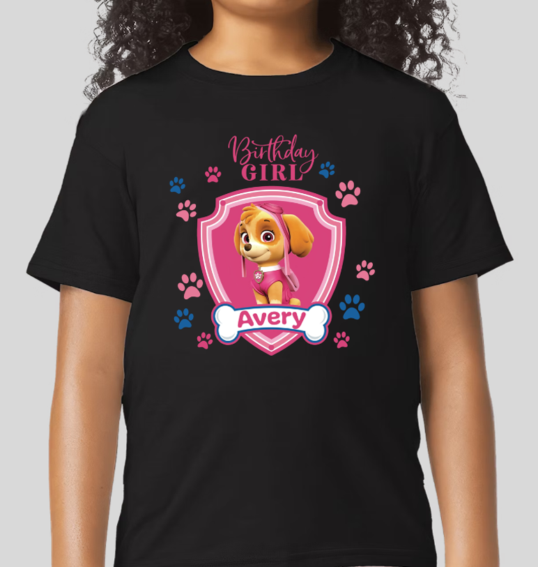 Paw Patrol Skye Youth Personalized Name Birthday Girl Tee