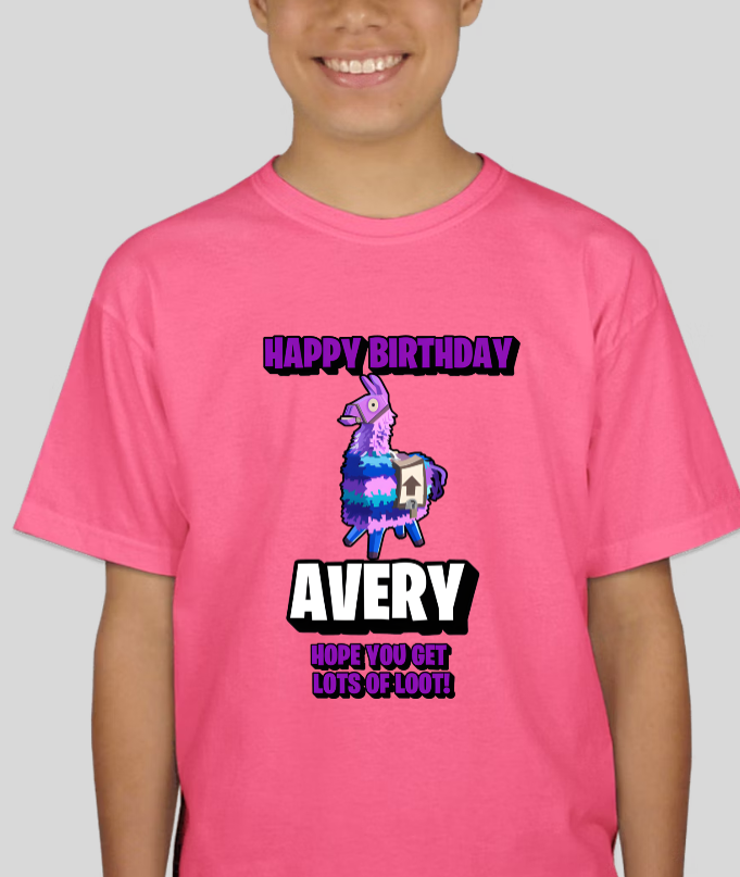 Fortnite Youth Birthday Custom Name Tee Unisex Shirt