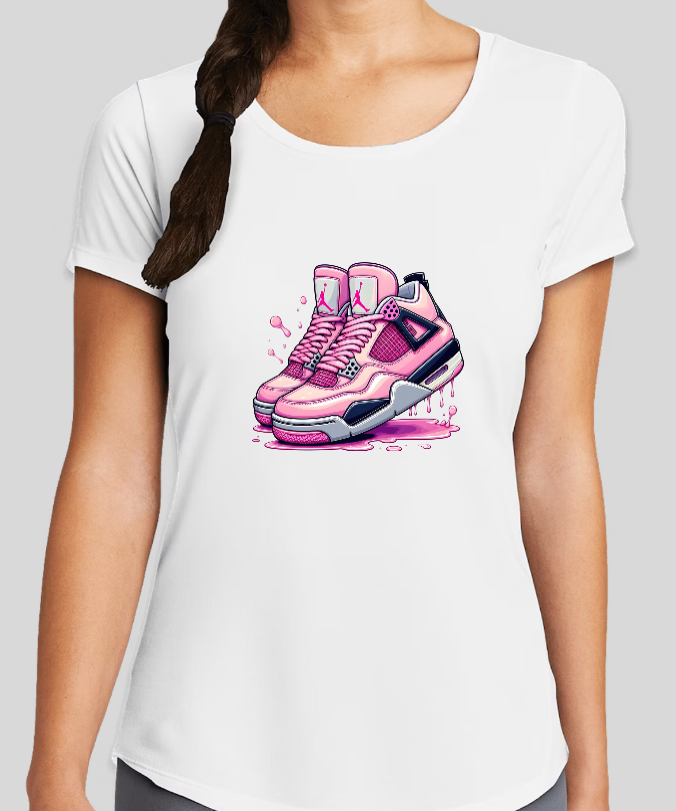 Pink Air Jordan 4's Womens Fitted tee