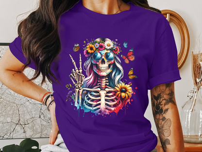 Peace and Love Skeleton Graphic Tee