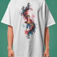 Luffy & Cherry Blossoms | Straw Hat Pirate Ink Wash Tee