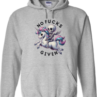 No Fucks Given Unicorn Skeleton Graphic Hoodie