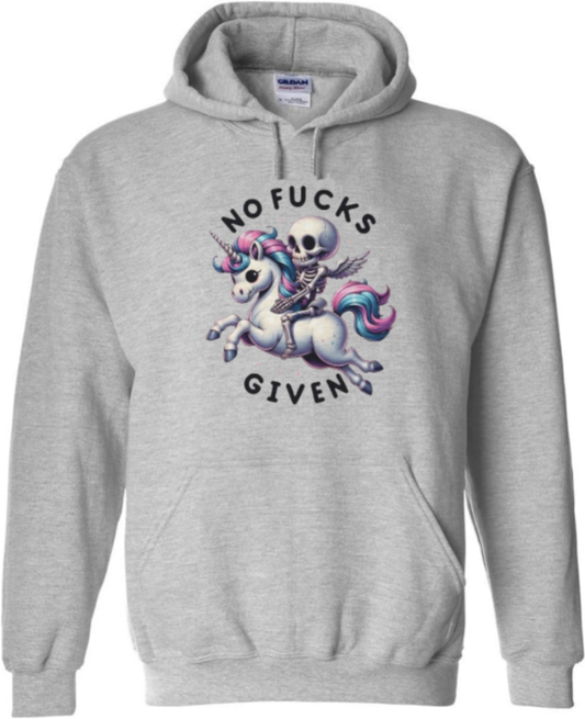 No Fucks Given Unicorn Skeleton Graphic Hoodie