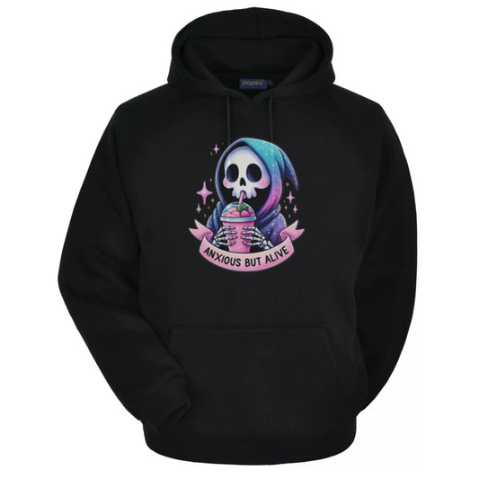 Anxious But Alive Skeleton Graphic Hoodie