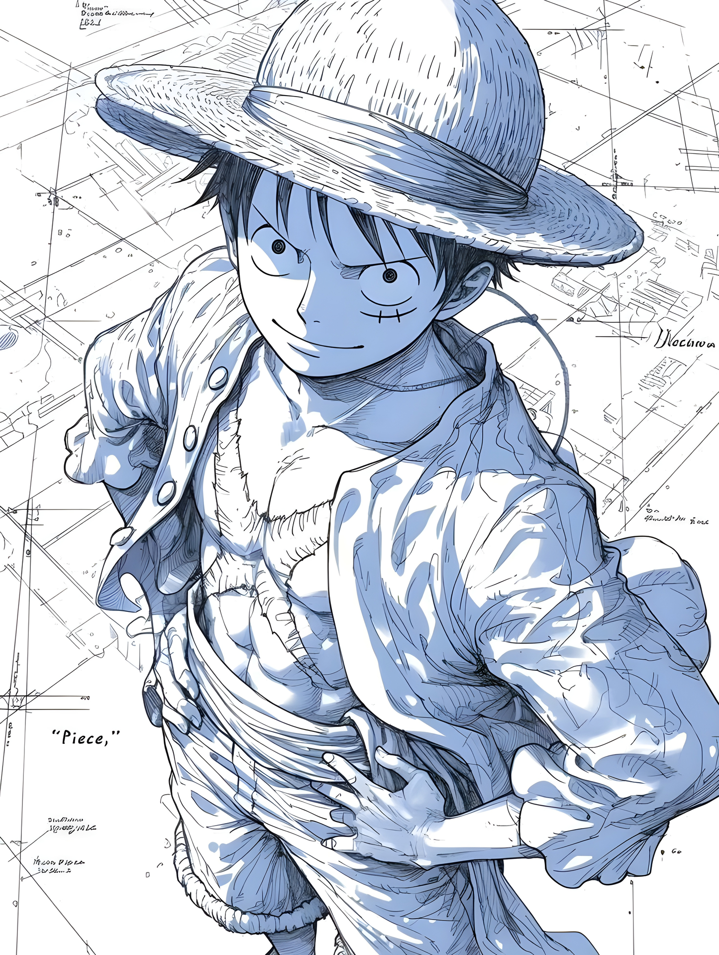 Luffy "King of the Pirates" Blueprint Tee - One Piece