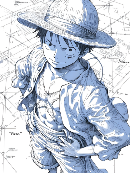 Luffy "King of the Pirates" Blueprint Tee - One Piece
