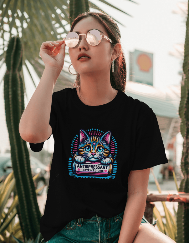 Cats Are Antidepressant Love Medicine Graphic tee Womens T Shirt