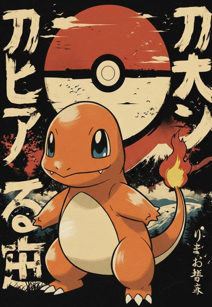 Charmander Pokemon Rising Sun Graphic Tee