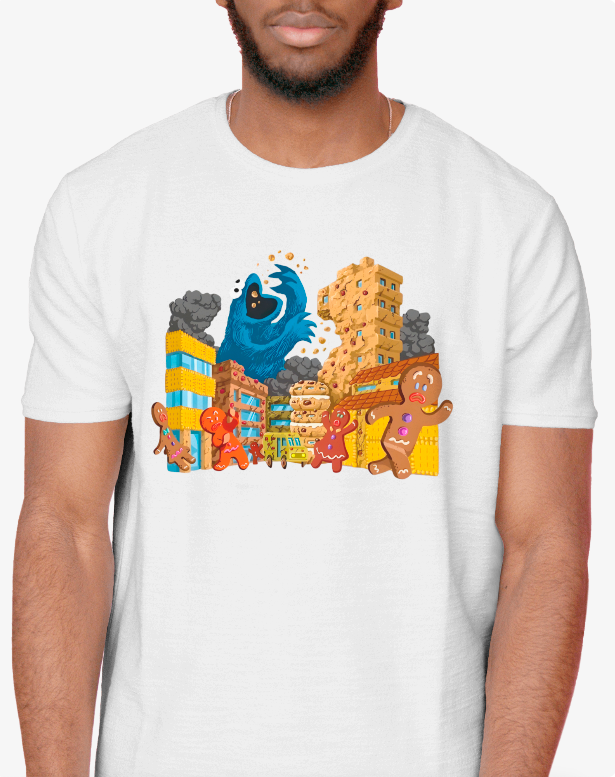Cookie Monster "Crumble Town" Gingerbread | Kaiju Parody T-Shirt