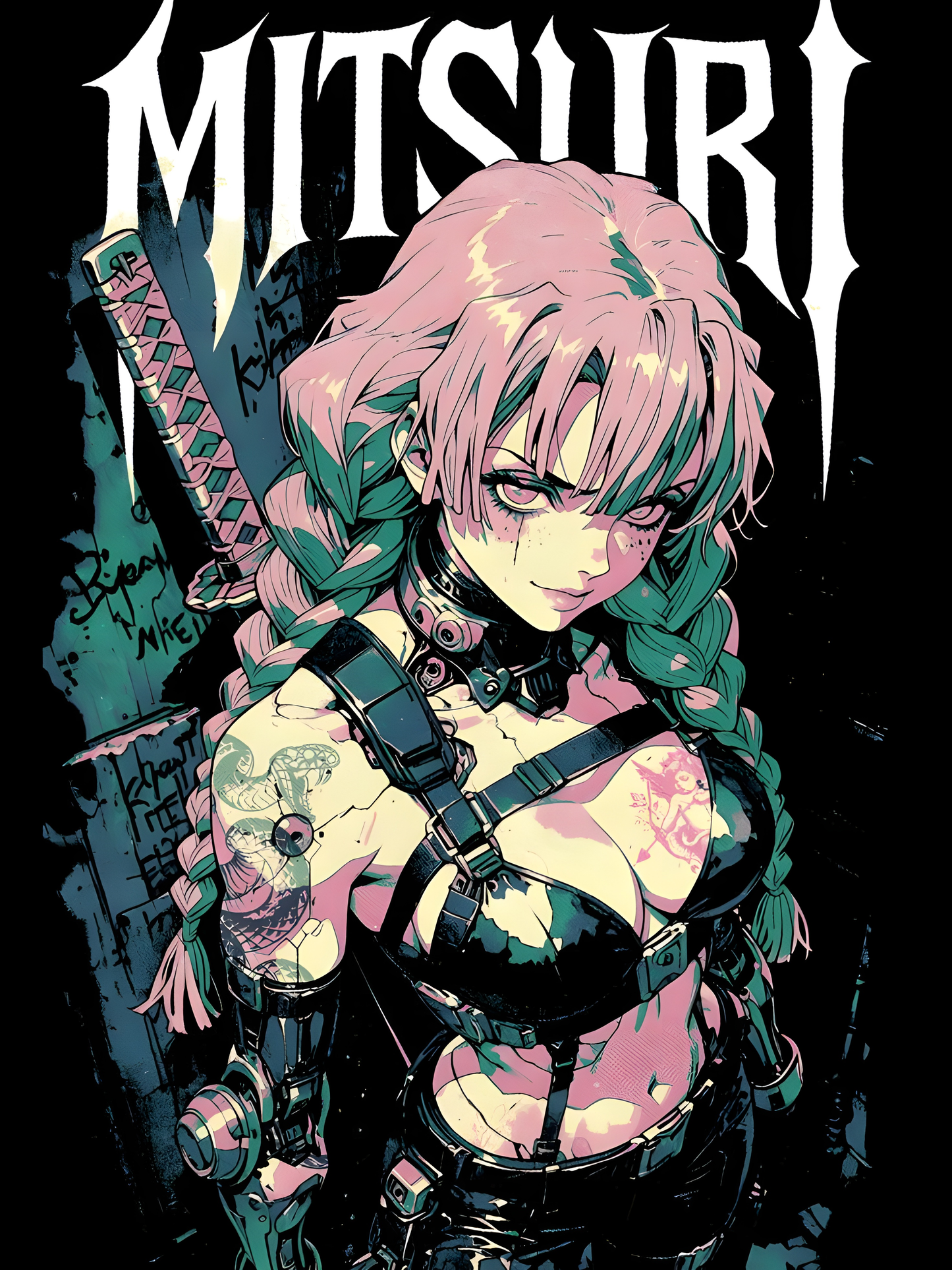 Mitsuri Kanroji "Neon Rebellion" Graphic Tee - Demon Slayer
