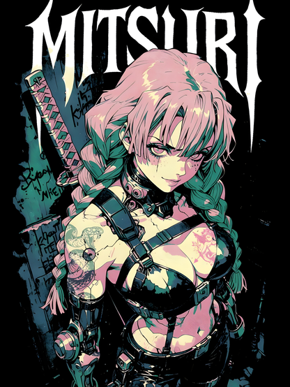 Mitsuri Kanroji "Neon Rebellion" Graphic Tee - Demon Slayer