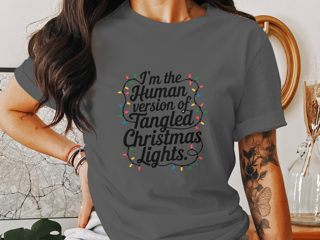 Im The Human Version of Tangled Christmas Lights Graphic Tee