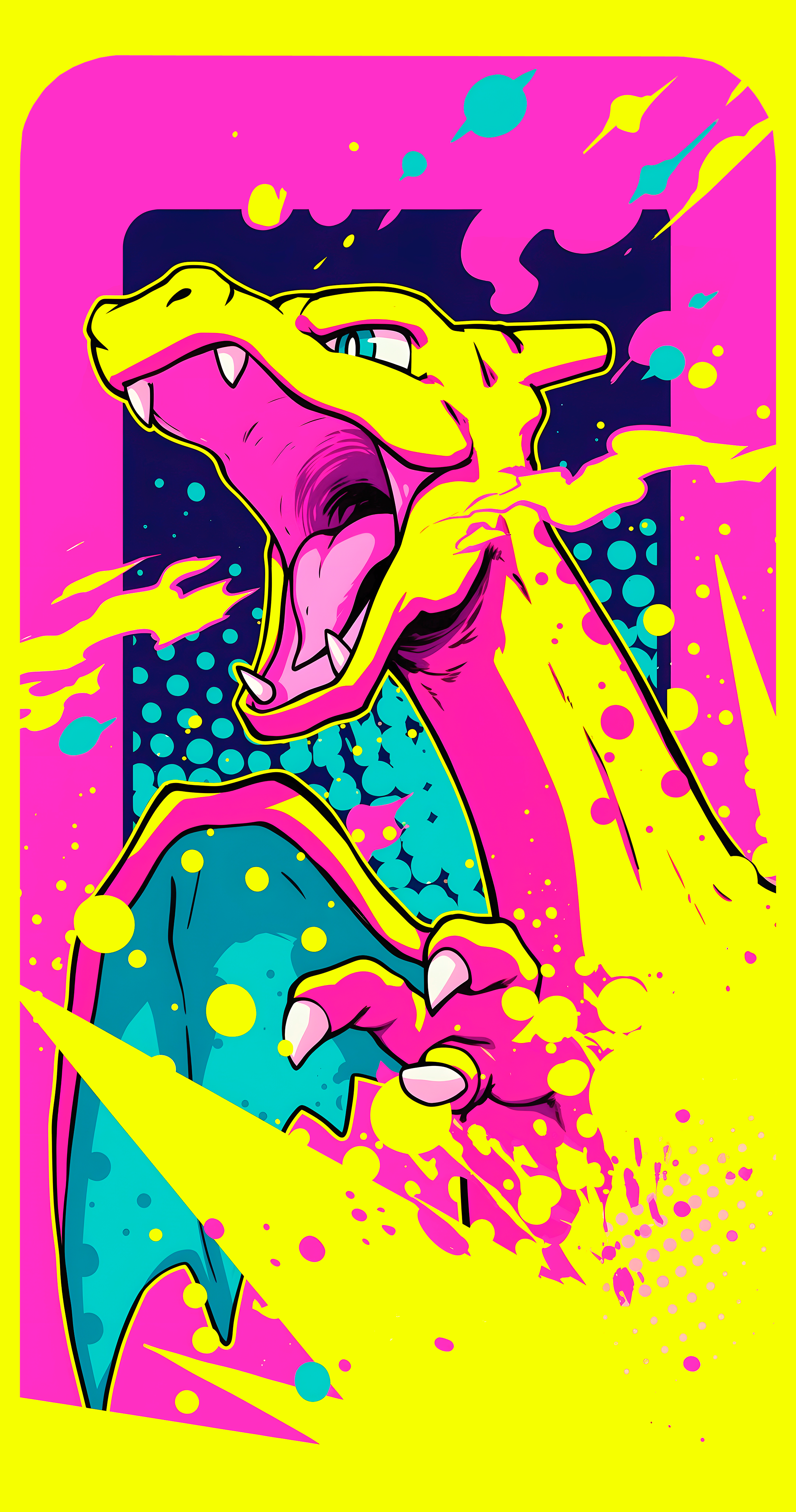 Charizard Neon Splash Graphic Pokemon Tee Unisex Shirt