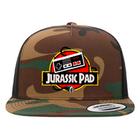 Jurassic Pad NES Controller Camo Snapback Hat - 8-Bit Gaming Parody