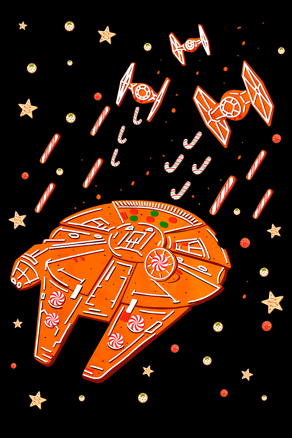 The Sweetest Smuggler: Gingerbread Millennium Falcon Tee Star Wars Holiday