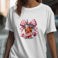 Sweet Tea Bow Graphic Tee Womens Short Sleeved