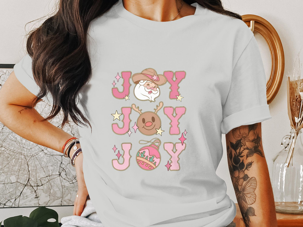 Joy Joy Joy Christmas Santa Holiday Graphic Tee