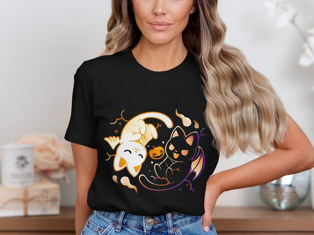 Cat Angel and Devil Graphic Tee Yin & Yang