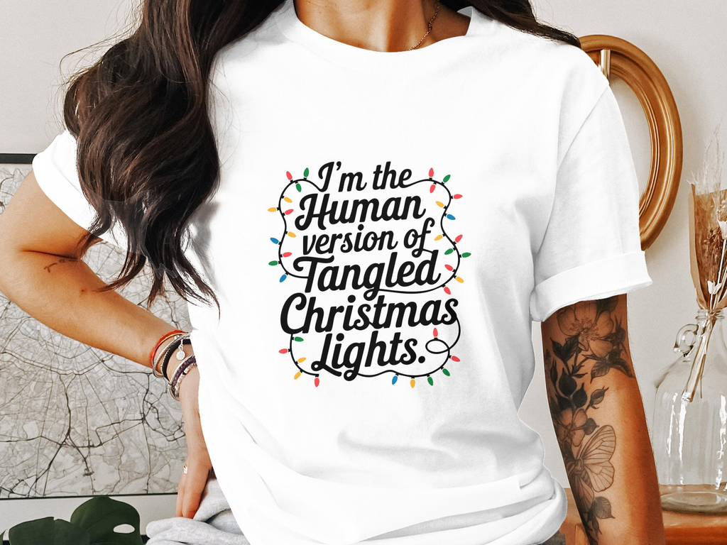 Im The Human Version of Tangled Christmas Lights Graphic Tee