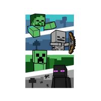 Minecraft Creeper & Enderman Graphic Tee Boys Youth Shirt