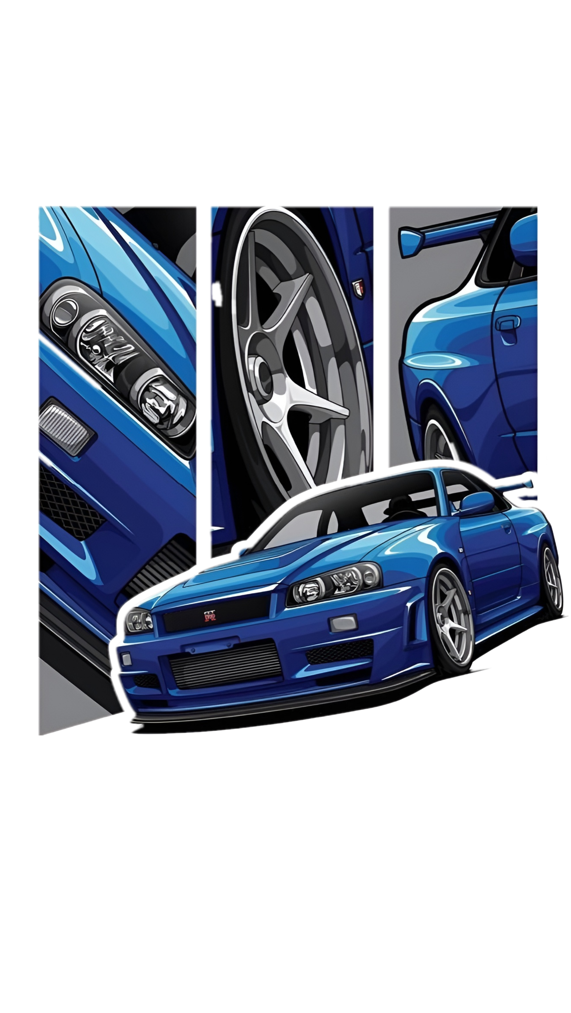 Nissan R34 GTR Bayside Blue Graphic Hoodie Unisex Hooded Sweatshirt