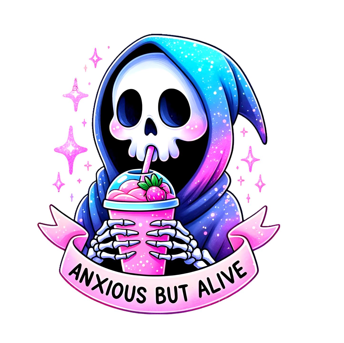 Anxious But Alive Skeleton Graphic Hoodie