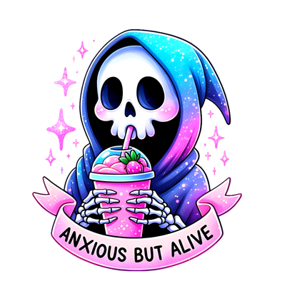 Anxious But Alive Skeleton Graphic Hoodie